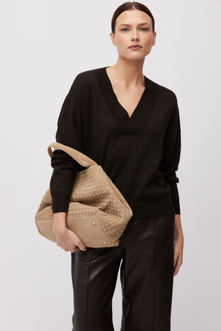 Brązowa bluzka z wełną yaka