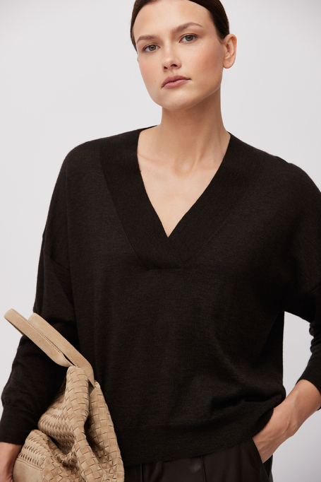 Brązowa bluzka z wełną yaka