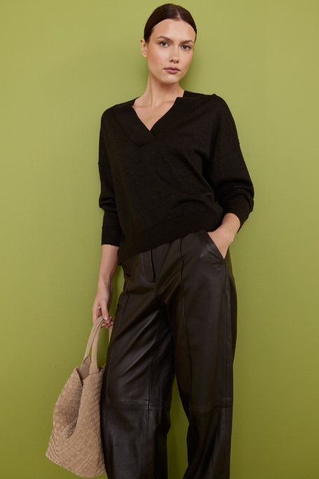 Brązowa bluzka z wełną yaka