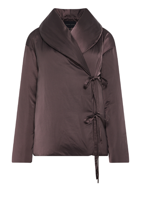 Brązowa kurtka puchowa z wiązaniem