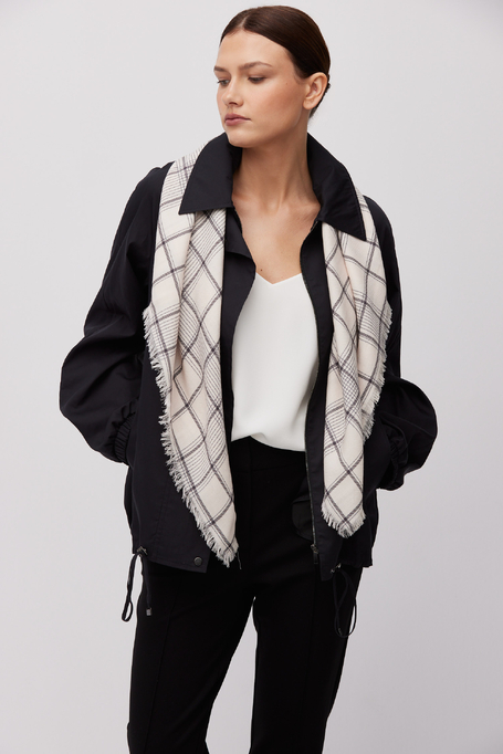 Apaszka w kratę z wełny i jedwabiu