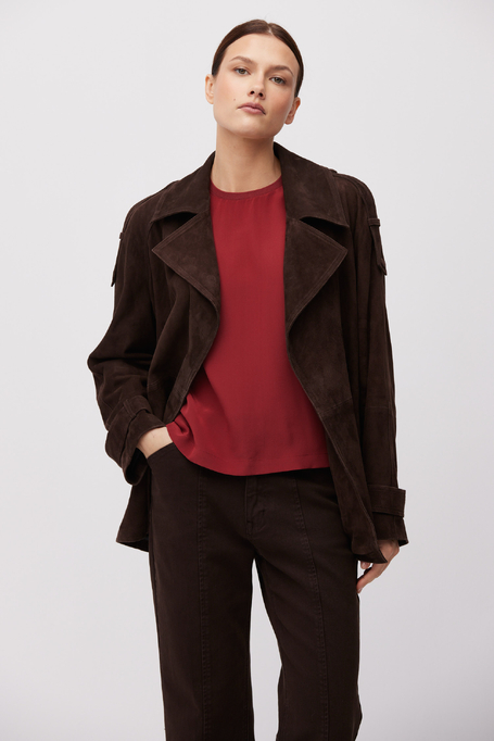 Czerwona bluzka Brigette z jedwabiem