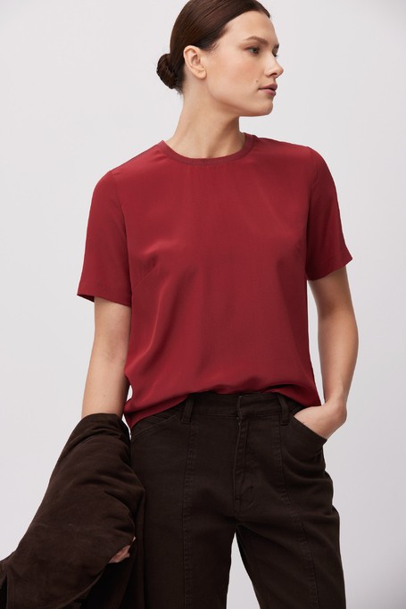 Czerwona bluzka Brigette z jedwabiem