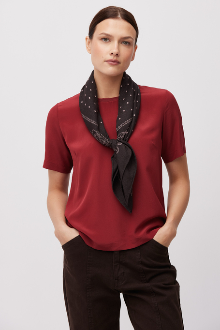 Czerwona bluzka Brigette z jedwabiem