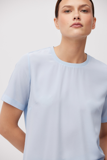 Niebieska bluzka Brigette z jedwabiem damska - Patrizia Aryton Niebieska bluzka Brigette z jedwabiem damska - Patrizia Aryton