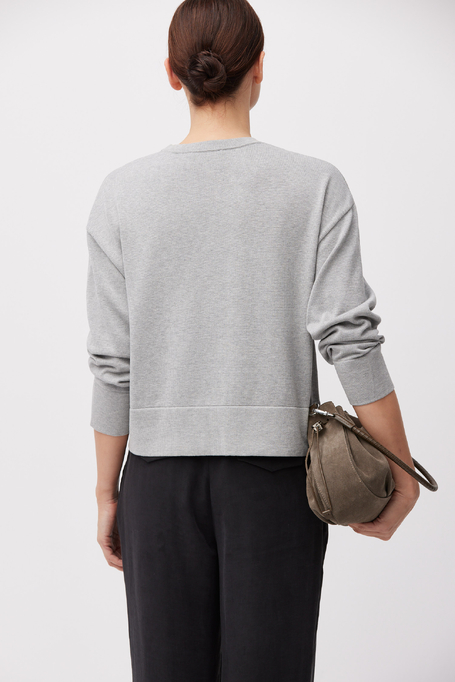 Szara bluzka z bawełną i jedwabiem