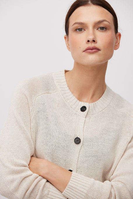 Beżowy dzianinowy kardigan z lnu