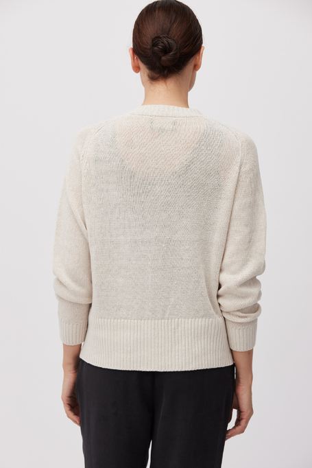 Beżowy dzianinowy kardigan z lnu