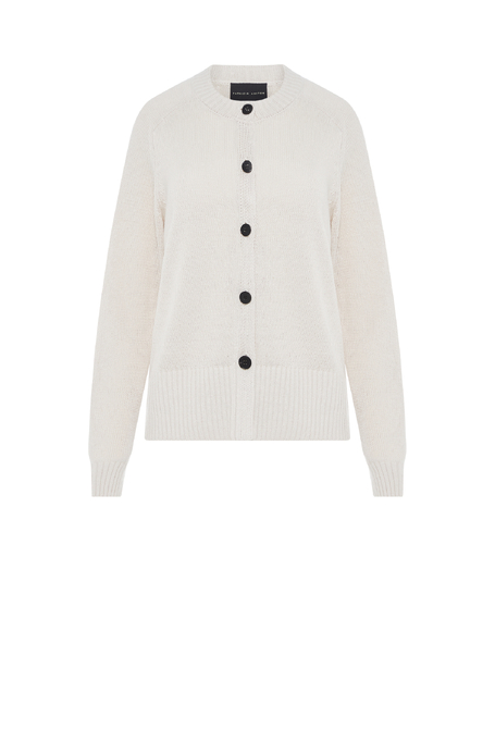 Beżowy dzianinowy kardigan z lnu