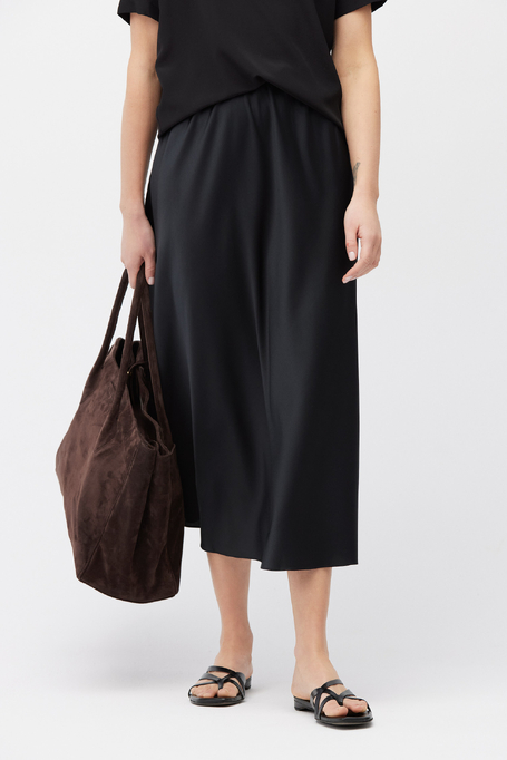 Czarna midi spódnica z jedwabiu damska - Patrizia Aryton Czarna midi spódnica z jedwabiu damska - Patrizia Aryton