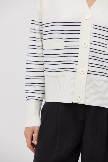 Kardigan w paski z wełny merynosowej damski - Patrizia Aryton
