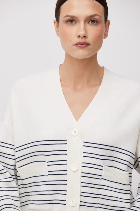 Kardigan w paski z wełny merynosowej damski - Patrizia Aryton
