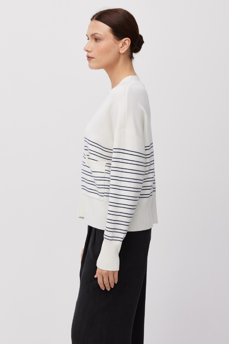 Kardigan w paski z wełny merynosowej damski - Patrizia Aryton