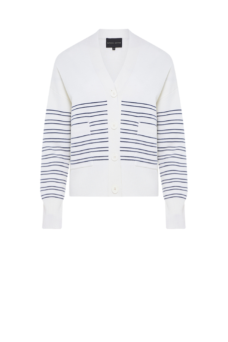 Kardigan w paski z wełny merynosowej damski - Patrizia Aryton