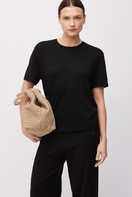 Czarna bluzka z domieszką lyocellu i kaszmiru damska - Patrizia Aryton