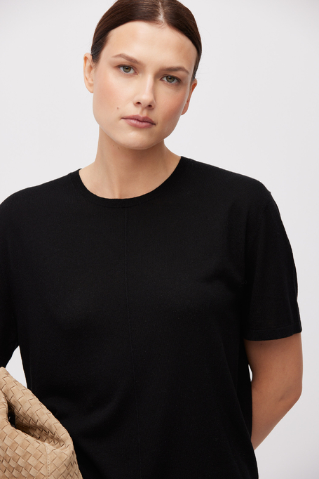 Czarna bluzka z domieszką lyocellu i kaszmiru damska - Patrizia Aryton