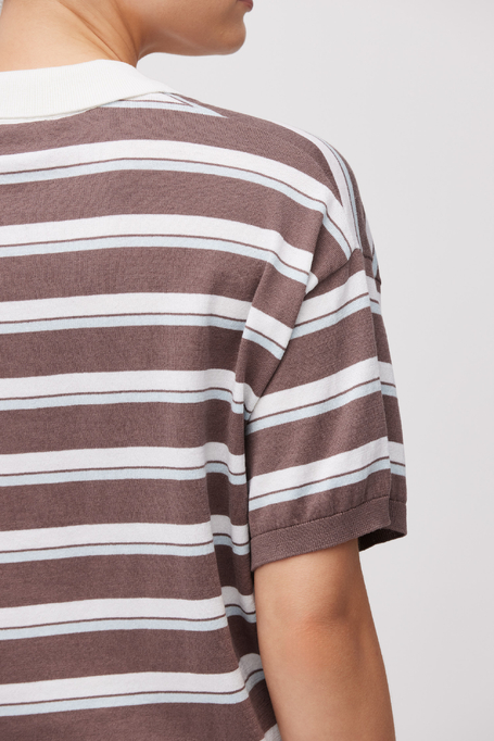 Bluzka w paski z kołnierzykiem polo damska - Patrizia Aryton