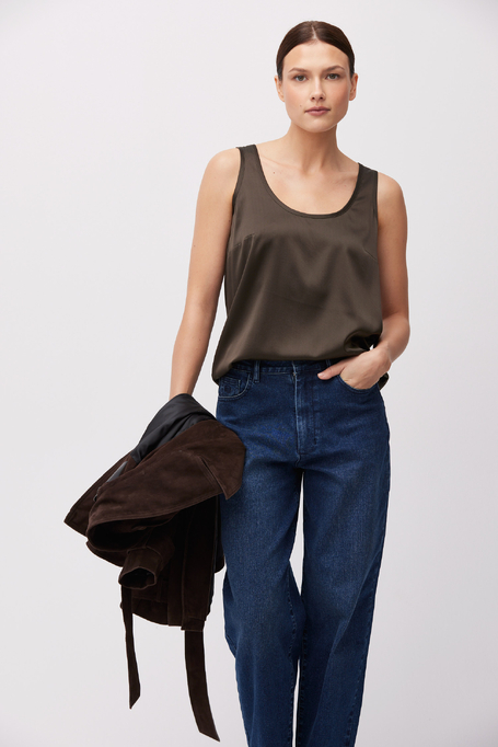 Zielony top z jedwabiu damski - Patrizia Aryton