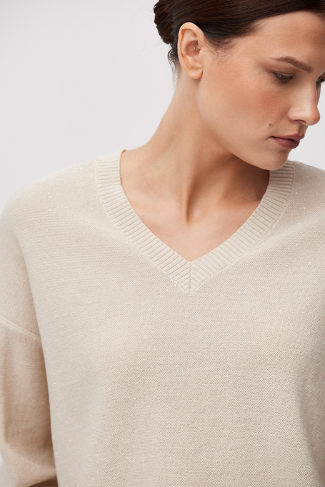 Bluzka z dekoltem w szpic z jedwabiem i lyocellem Bluzka z dekoltem w szpic z jedwabiem i lyocellem