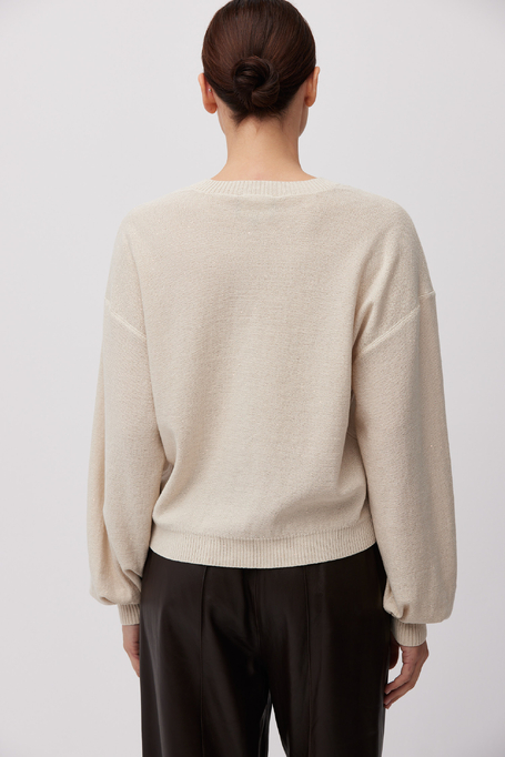 Bluzka z dekoltem w szpic z jedwabiem i lyocellem damska - Patrizia Aryton Bluzka z dekoltem w szpic z jedwabiem i lyocellem damska - Patrizia Aryton