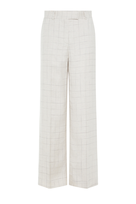 Szerokie spodnie w kratę do garnituru damskie - Patrizia Aryton