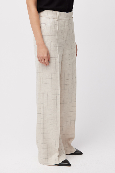 Szerokie spodnie w kratę do garnituru damskie - Patrizia Aryton