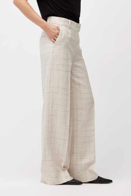 Szerokie spodnie w kratę do garnituru damskie - Patrizia Aryton