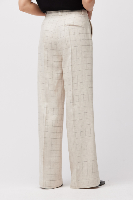 Szerokie spodnie w kratę do garnituru damskie - Patrizia Aryton