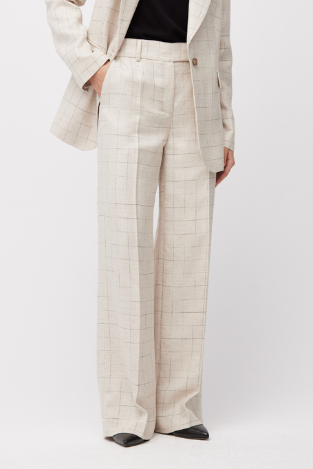 Szerokie spodnie w kratę do garnituru damskie - Patrizia Aryton