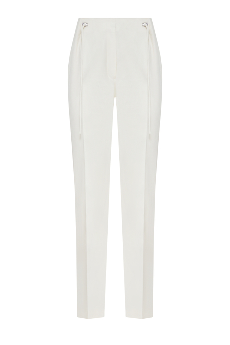 Białe spodnie z lnem damskie - Patrizia Aryton