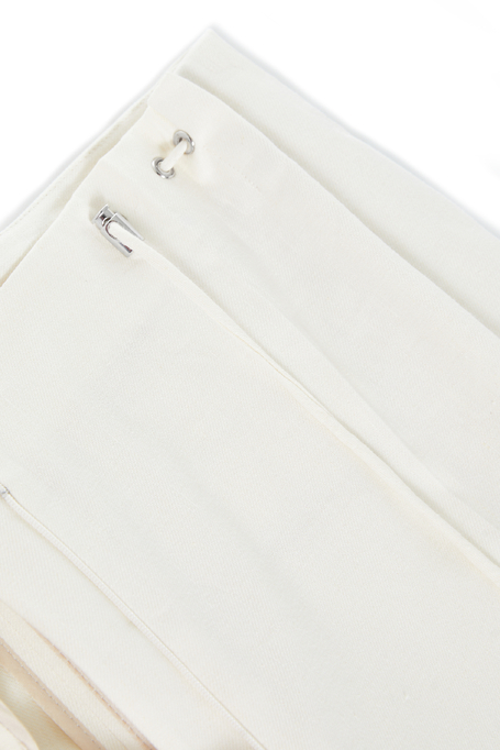 Białe spodnie z lnem damskie - Patrizia Aryton