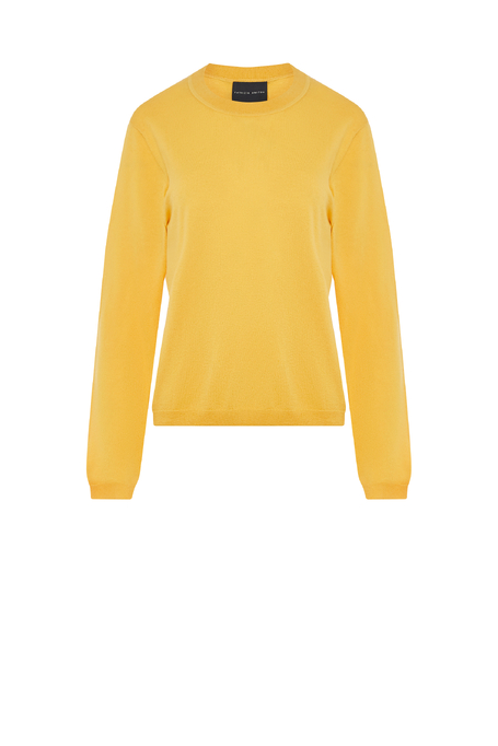 Żółta bluzka z wełny merynosowej z długim rękawem damska - Patrizia Aryton