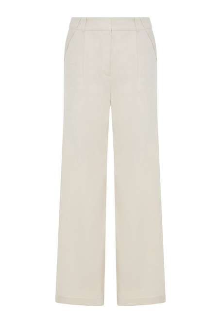 Beżowe spodnie z lnem