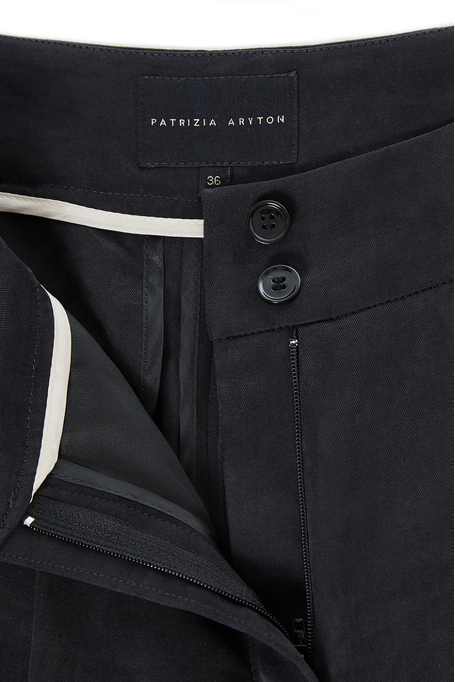 Czarne spodnie z mieszanki lnu i lyocellu damskie - Patrizia Aryton