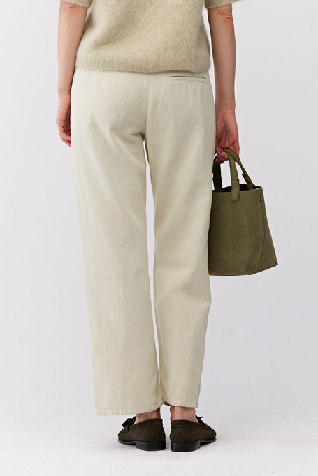 Zielone szerokie spodnie z lnem damskie - Patrizia Aryton