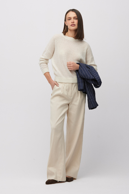 Biały sweter z wełną baby suri alpaki damska - Patrizia Aryton