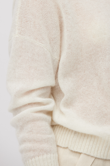 Biały sweter z wełną baby suri alpaki damska - Patrizia Aryton Biały sweter z wełną baby suri alpaki damska - Patrizia Aryton