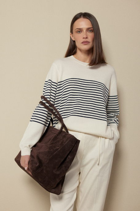 Bluzka w paski z wełny merynosowej i kaszmiru damska - Patrizia Aryton