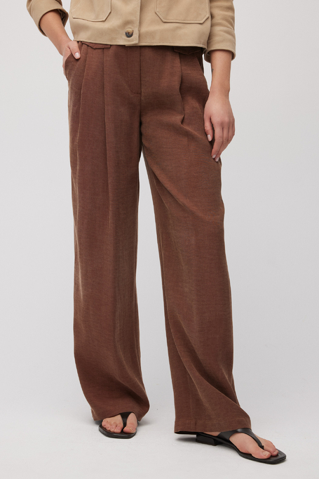 Szerokie spodnie z mieszanki lnu i lyocellu damskie - Patrizia Aryton