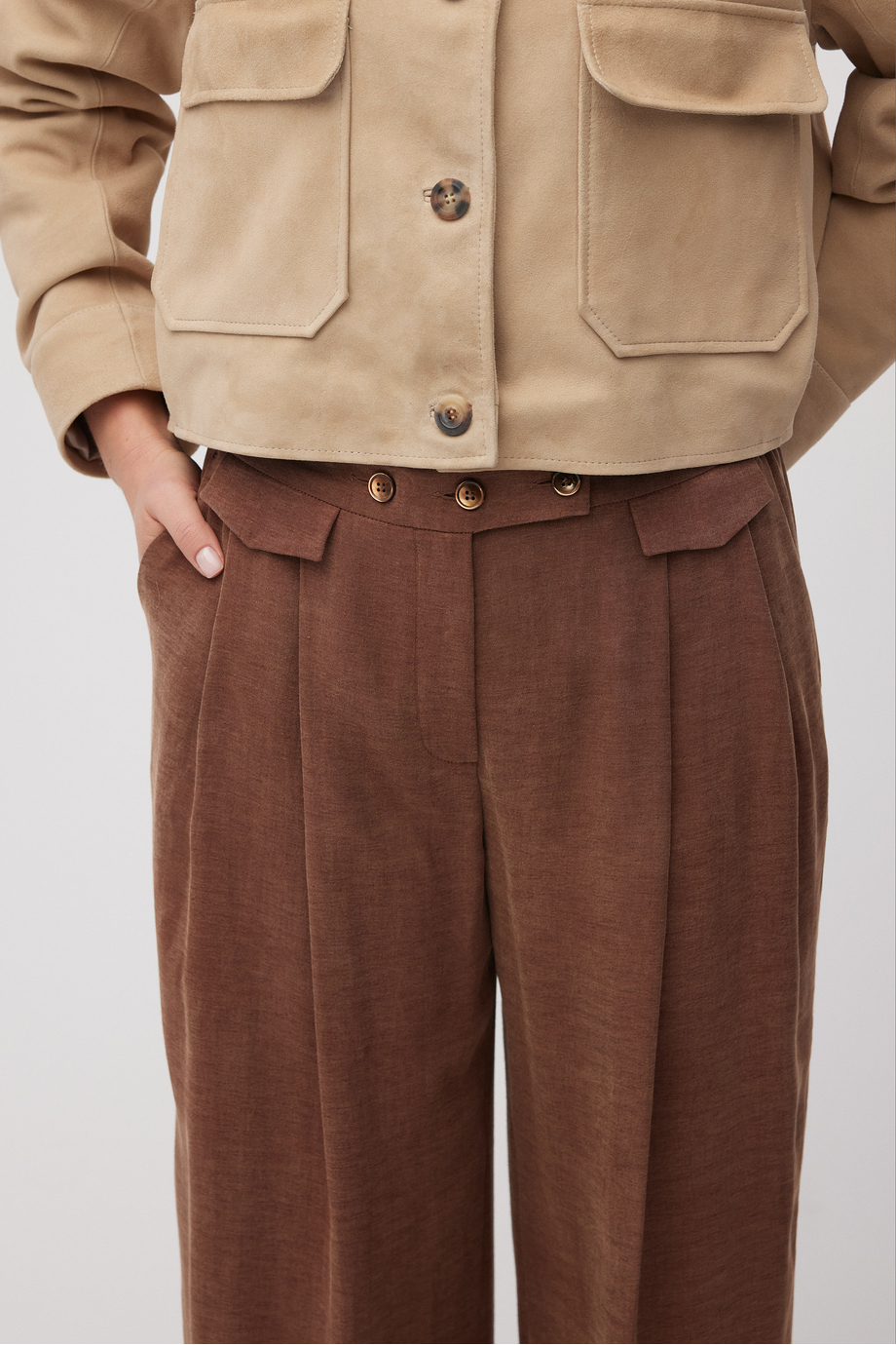 Szerokie spodnie z mieszanki lnu i lyocellu damskie - Patrizia Aryton Szerokie spodnie z mieszanki lnu i lyocellu damskie - Patrizia Aryton