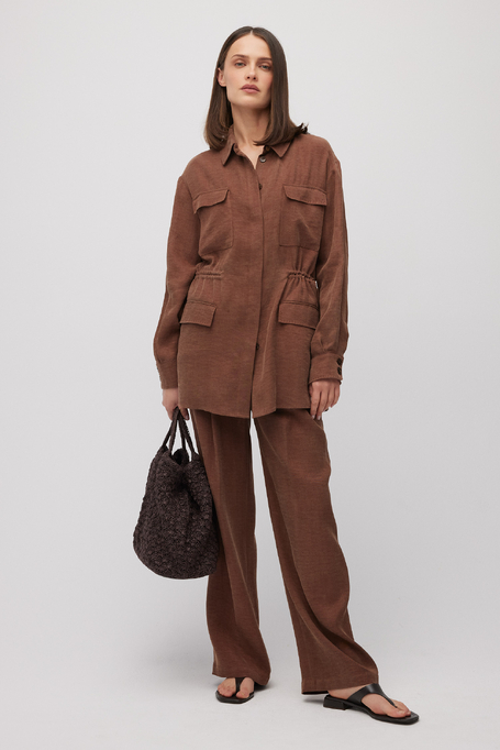 Szerokie spodnie z mieszanki lnu i lyocellu damskie - Patrizia Aryton