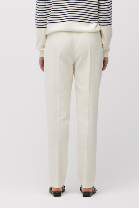 Białe spodnie z lnem damskie - Patrizia Aryton