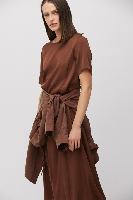 Brązowa sukienka z jedwabiu - Patrizia Aryton