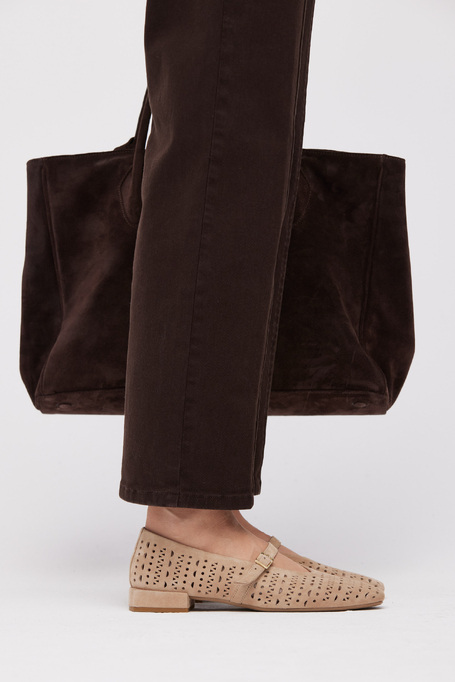 Beżowe skórzane baleriny damskie - Patrizia Aryton