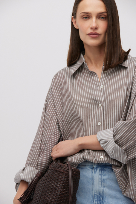 Koszula z lnem i lyocellem damska - Patrizia Aryton