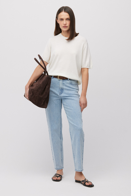 Granatowe jeansy z wysokim stanem damskie - Patrizia Aryton