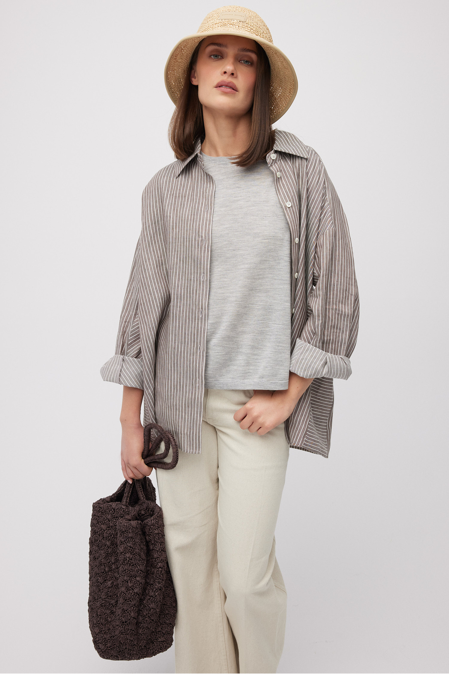 Szara bluzka z jedwabiem i kaszmirem damska - Patrizia Aryton Szara bluzka z jedwabiem i kaszmirem damska - Patrizia Aryton