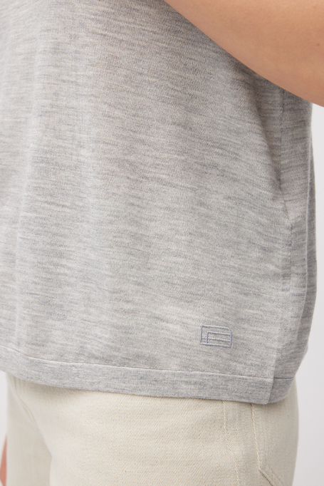 Szara bluzka z jedwabiem i kaszmirem damska - Patrizia Aryton Szara bluzka z jedwabiem i kaszmirem damska - Patrizia Aryton