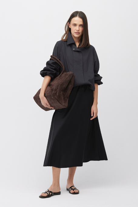Czarna midi spódnica z jedwabiu damska - Patrizia Aryton