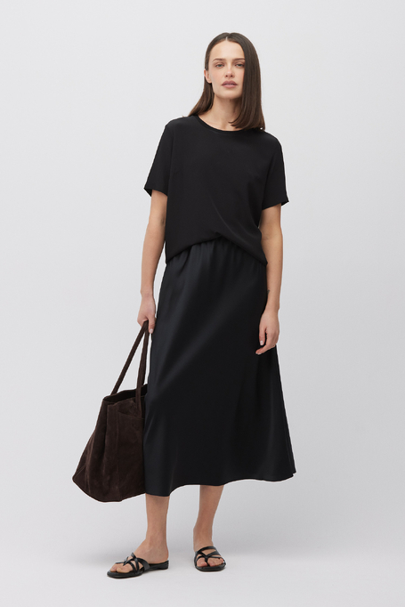 Czarna midi spódnica z jedwabiu damska - Patrizia Aryton